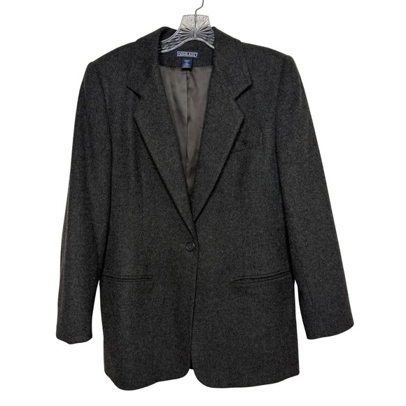 Lands' End Wool Cashmere Blazer Gray USA Made Tailored Classic Womens 10 - Picture 9 of 13